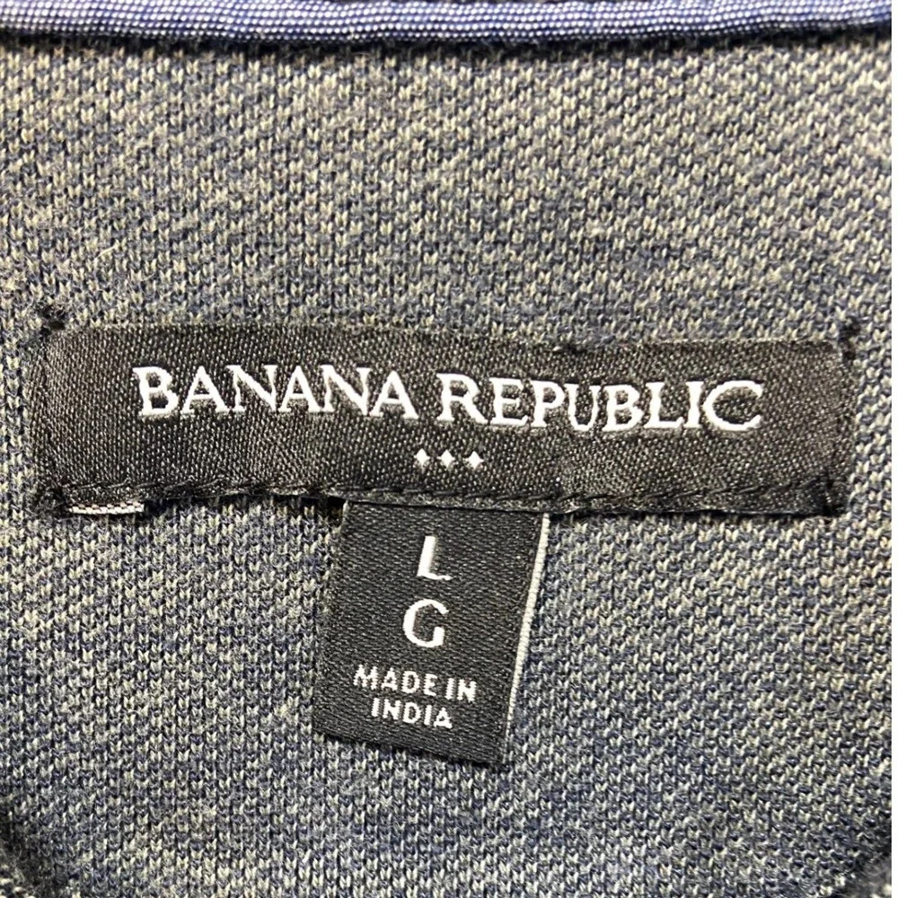 Banana Republic Polo Shirt Mens Large Grey Excellent Birdseye Cotton S/421763-03